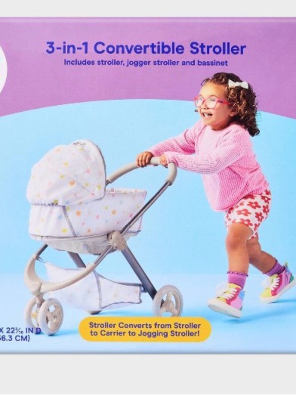 Toy stroller - 3 in 1 Convertible Stroller for 14" - 16"
Dolls Toy Stroller
